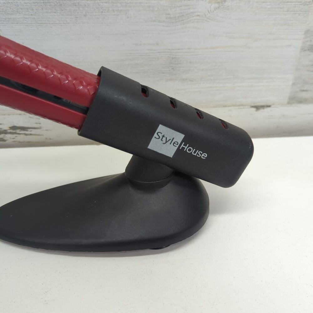 Style house 1656736 Black/Red‎ Professional Hair Styling Flat Iron 1.25" W/Base - Picture 2 of 9